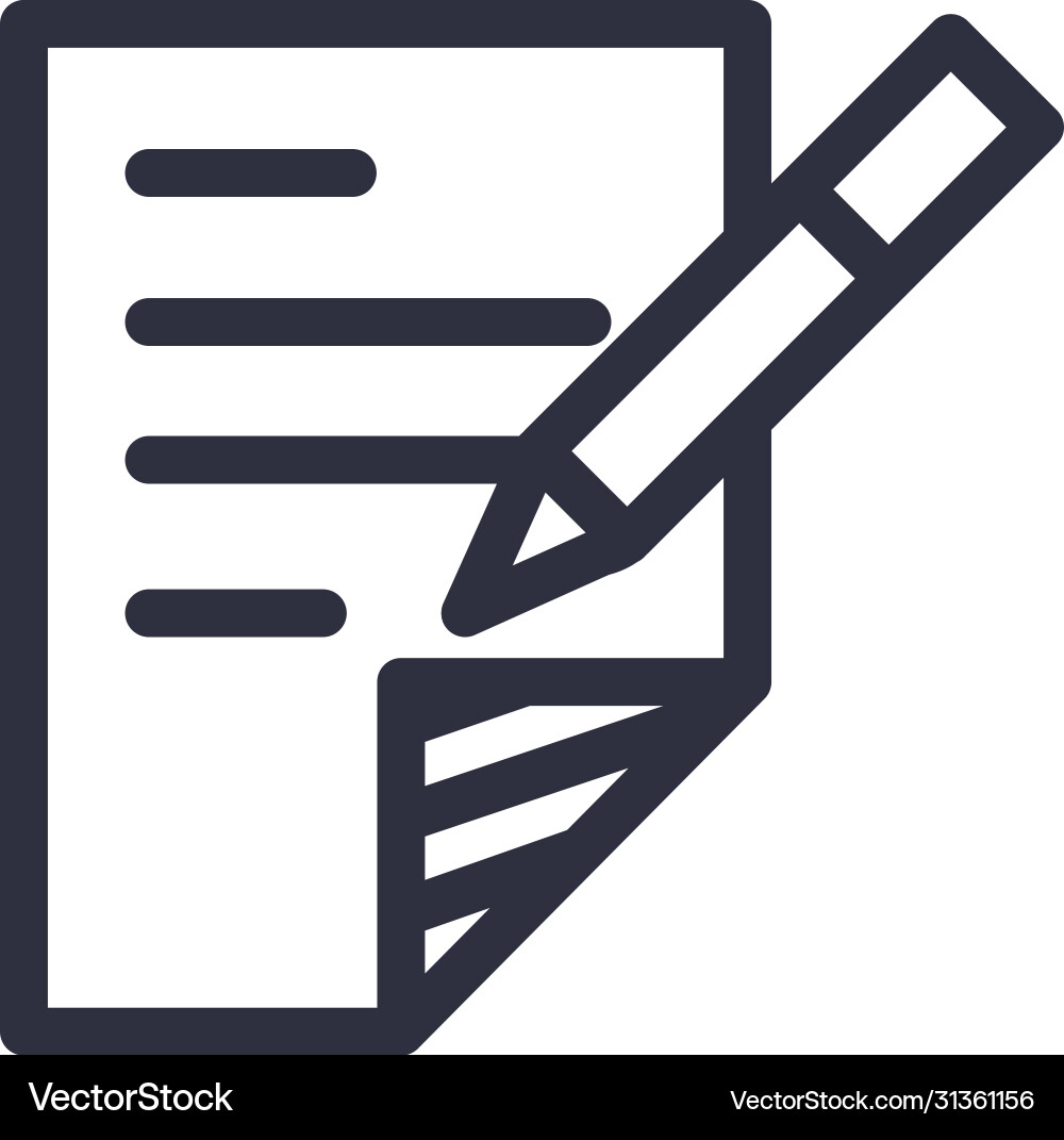 Isolated document and pencil line style icon Isolated document and pencil line style icon Vector Image