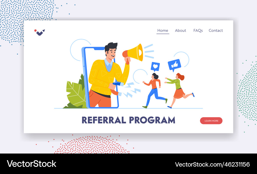 Referral program landing page template Royalty Free Vector