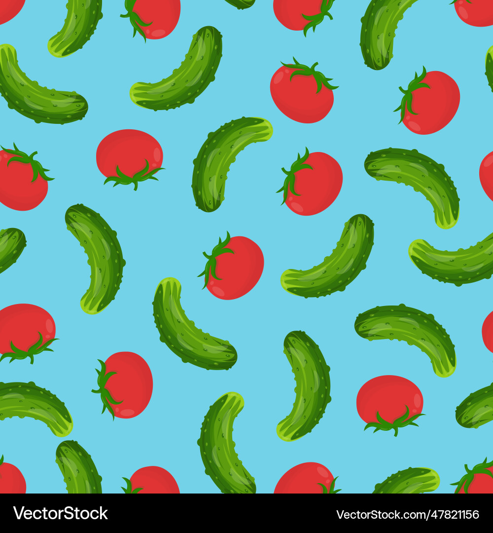 Seamless pattern with green cucumbers and red Seamless pattern with green cucumbers and red Vector Image