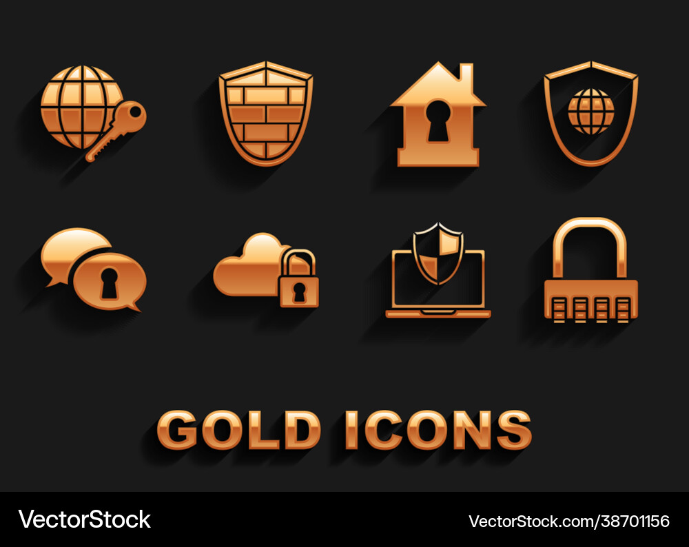 Set cloud computing lock shield with world globe Set cloud computing lock shield with world globe vector image