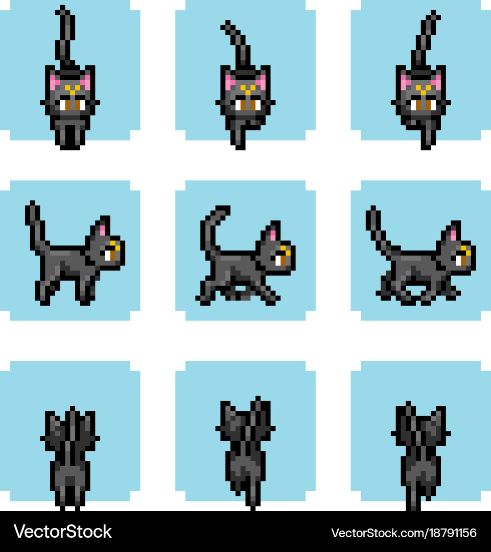 Set of pixel characters vector image
