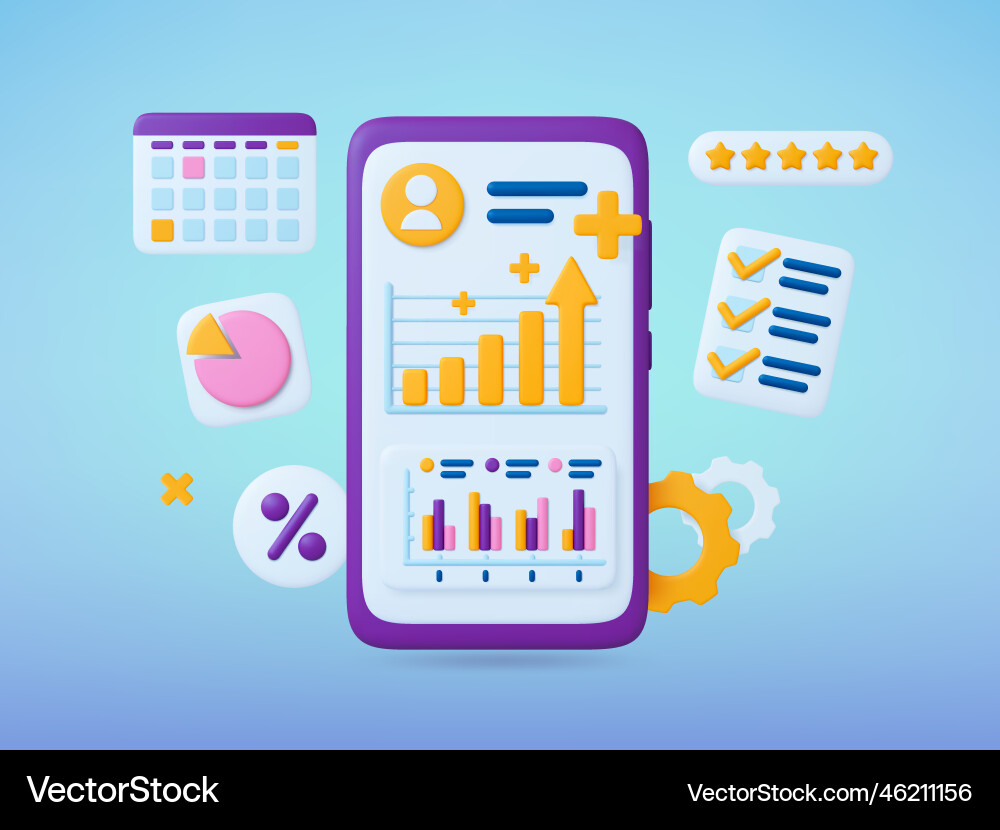 Smartphone Data Analytics Graph vector image