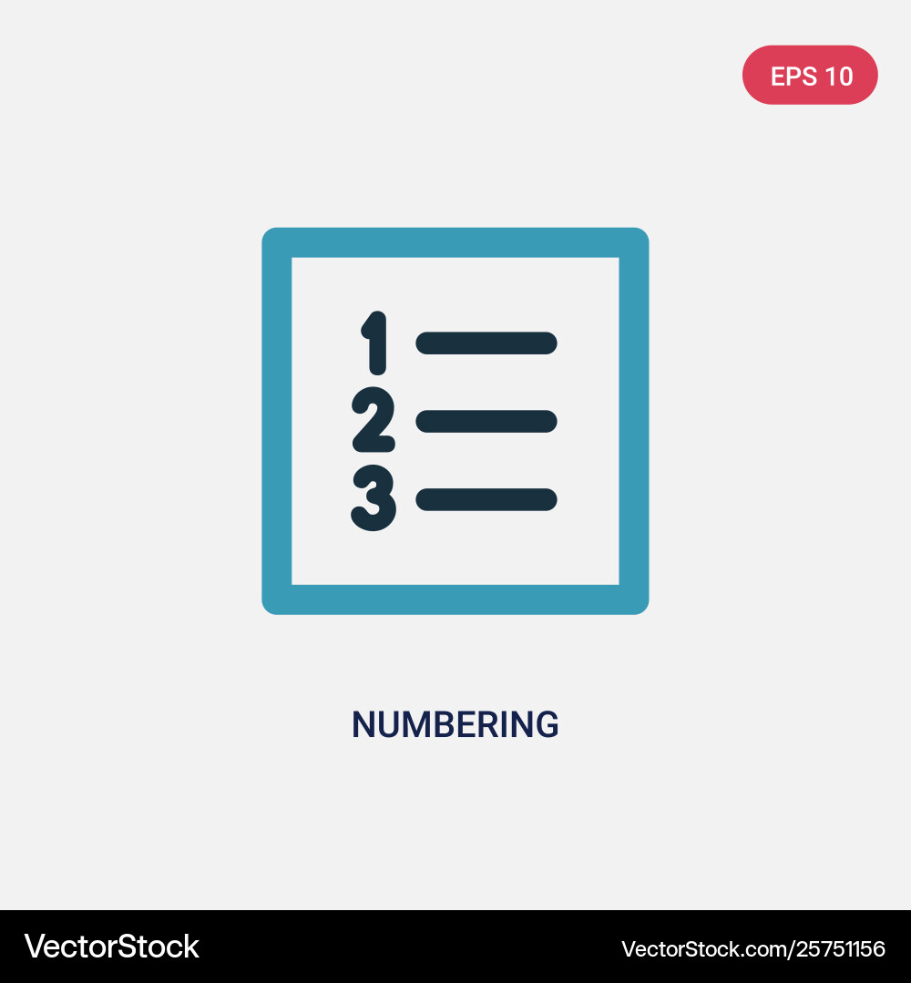 Two color numbering icon from user interface vector image
