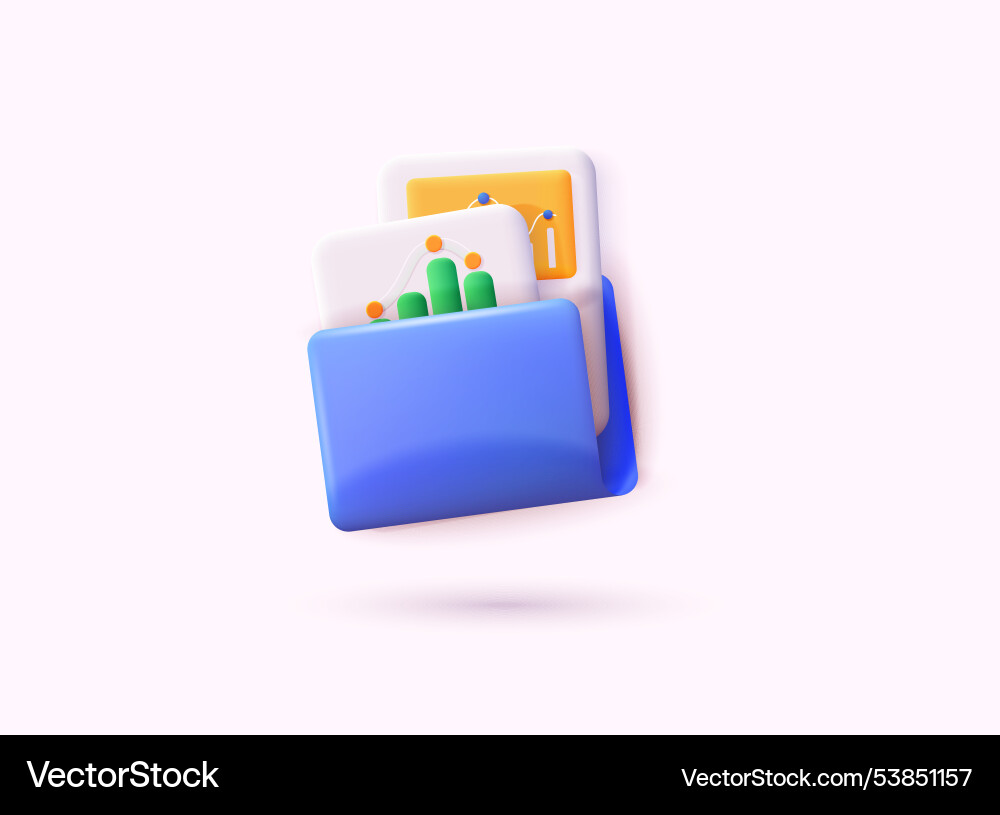 3d document folder for management multimedia file 3d document folder for management multimedia file vector image