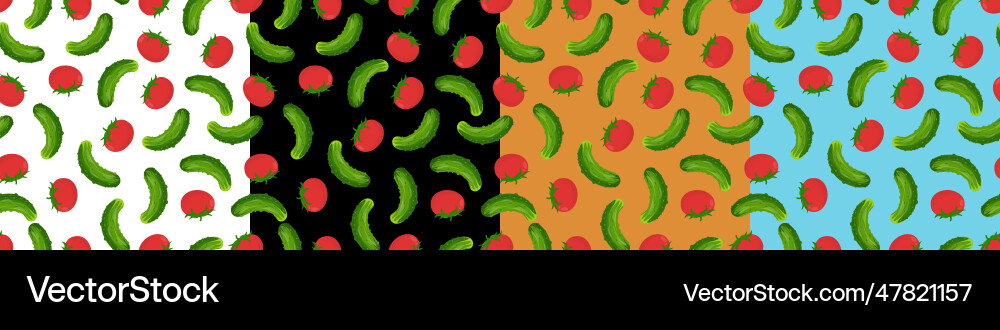 A seamless set with green cucumbers and red A seamless set with green cucumbers and red vector image