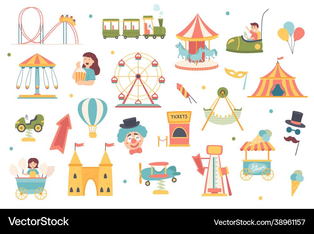 Amusement Park Elements Set Royalty Free Vector Image