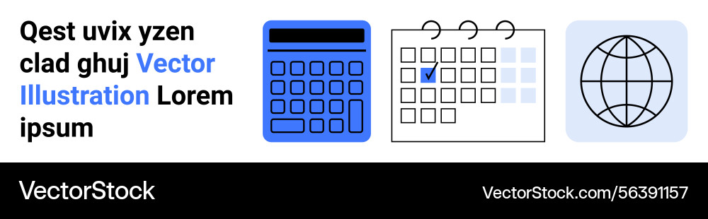 Calculator calendar with checkmark and globe Calculator calendar with checkmark and globe vector image