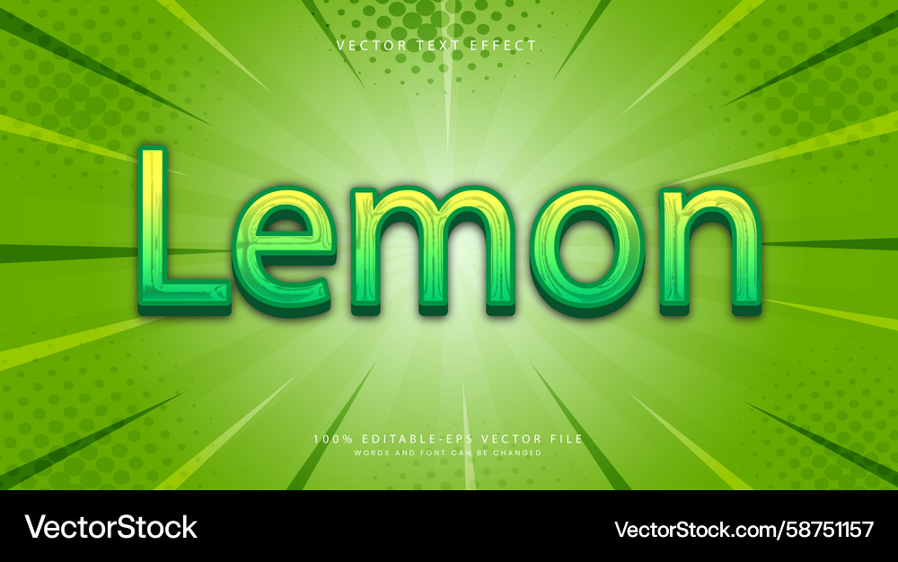 Chrome Lemon Text Effect Vector Image