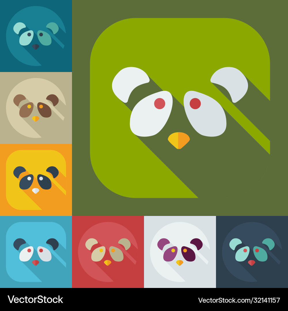 Flat modern design with shadow icons pandas vector image