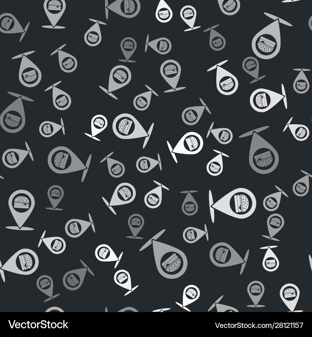 Grey map pointer with fast food burger icon Grey map pointer with fast food burger icon vector image