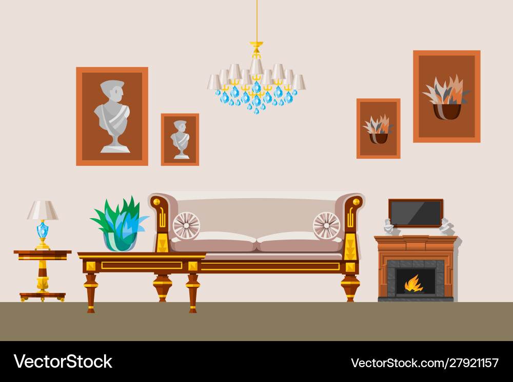 Innenwohnzimmer im alten viktorianischen Stil Innenwohnzimmer im alten viktorianischen Stil vektorbild