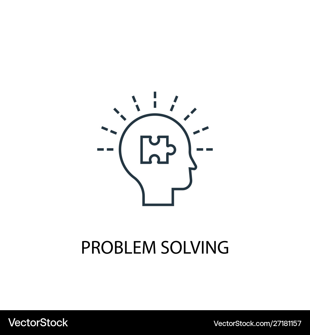 Problem Solving Line Icon - Brain Concept Vector Image