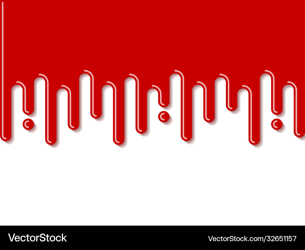 Red glossy blood dripping down on white background vector image