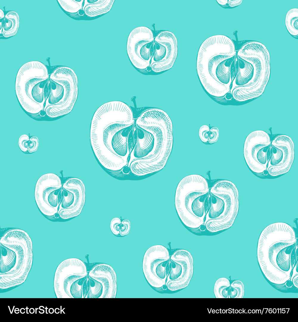 Seamless pattern with apples cut in half Vector Image