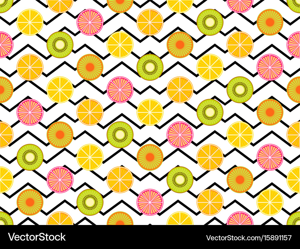 Seamless pattern with oranges kiwi and lemon Vector Image