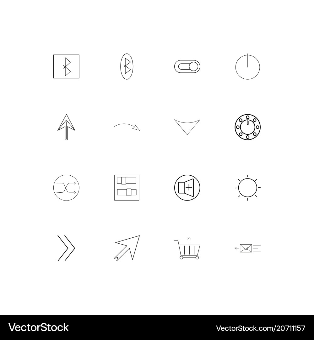 Simple Linear Icon Set - Buttons & Controls vector image