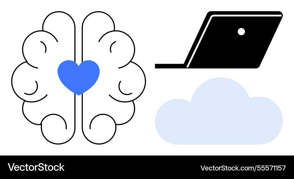 Technology cloud computing and brain-heart Technology cloud computing and brain-heart vector image