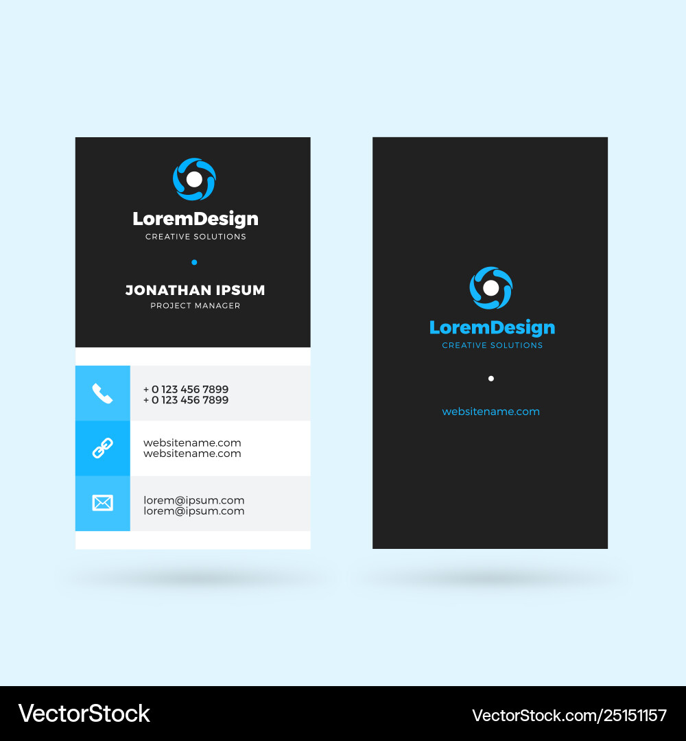 Vertical double-sided business card template vector image