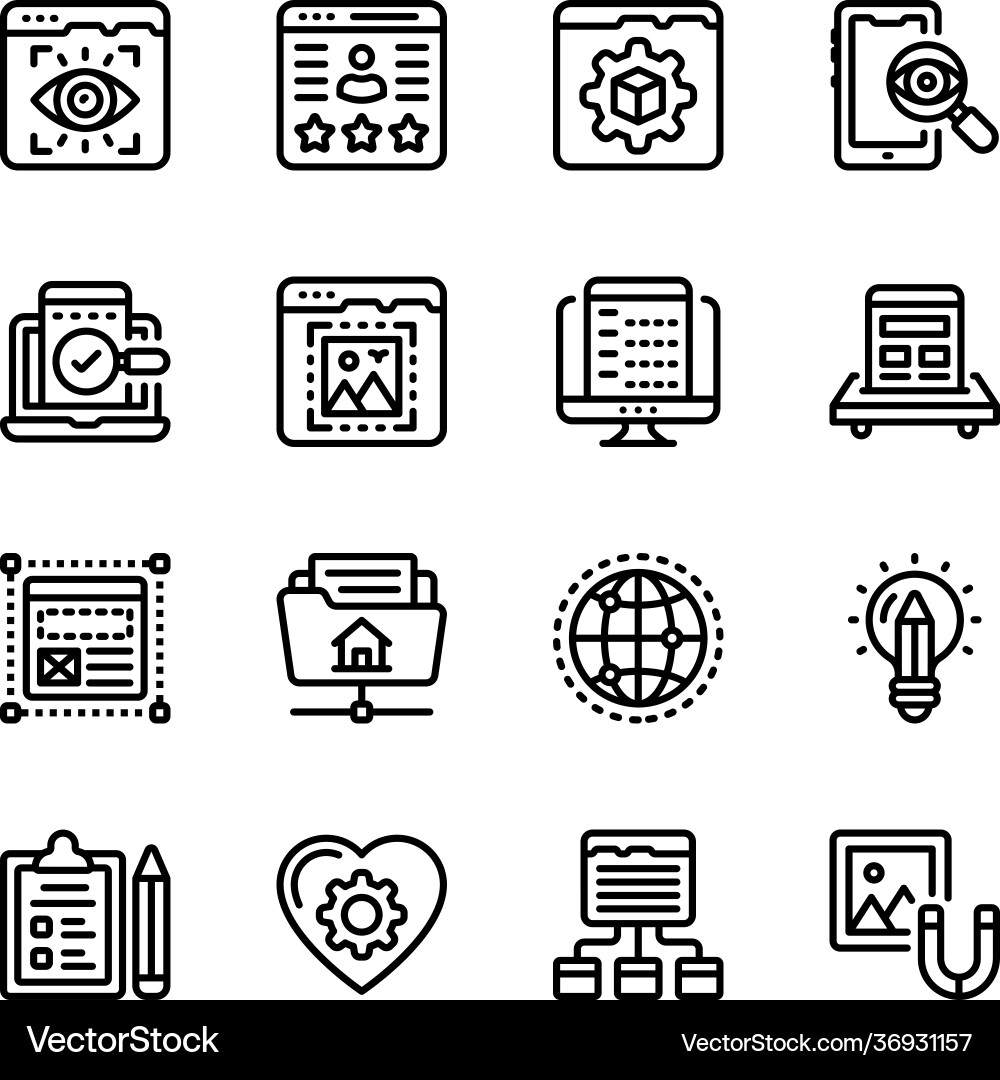 Web monitoring and feedback linear icons vector image