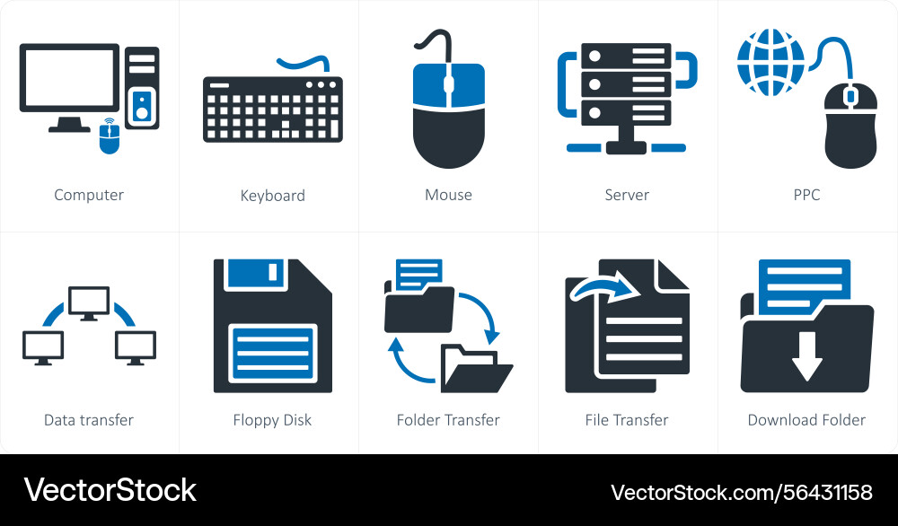 A set of 10 mix icons as computer keyboard mouse vector image