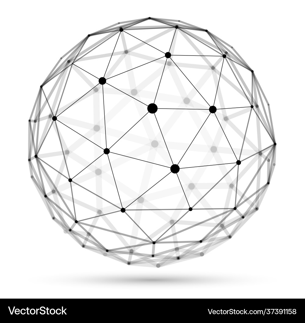 Abstract 3d mesh sphere dots connected Abstract 3d mesh sphere dots connected vector image