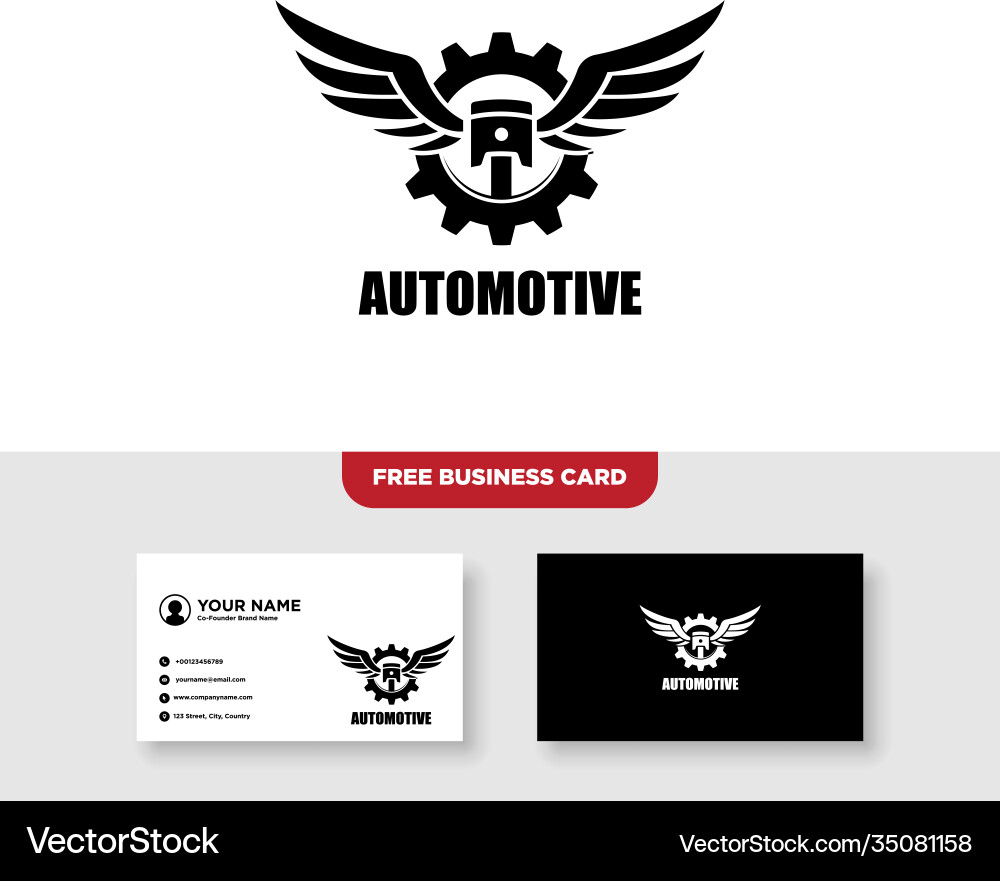Auto wing logo design and business card template Vector Image