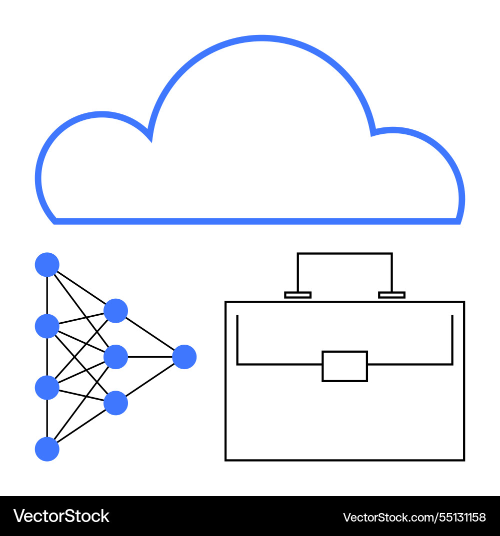 Cloud computing with neural network and business Vector Image