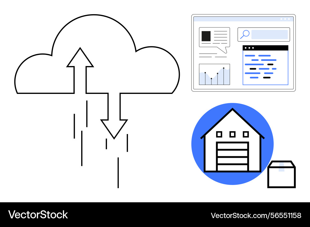 Cloud data transfer with analytics dashboard Cloud data transfer with analytics dashboard vector image