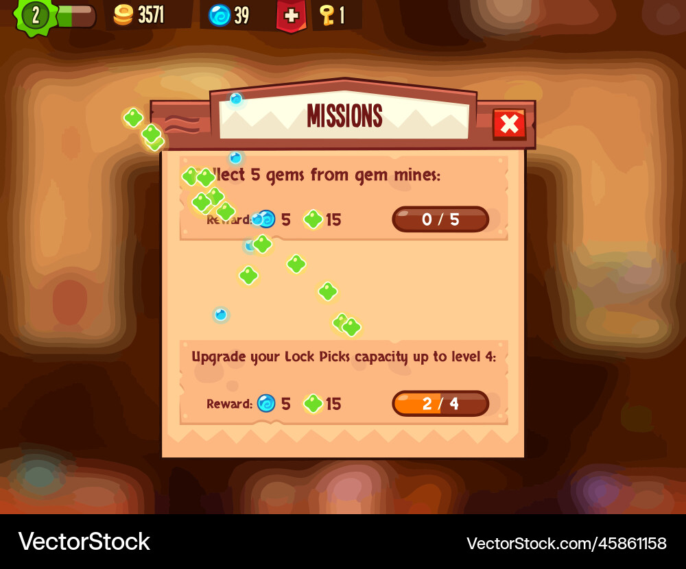 Complete set of level button game ui pop-up icon vector image