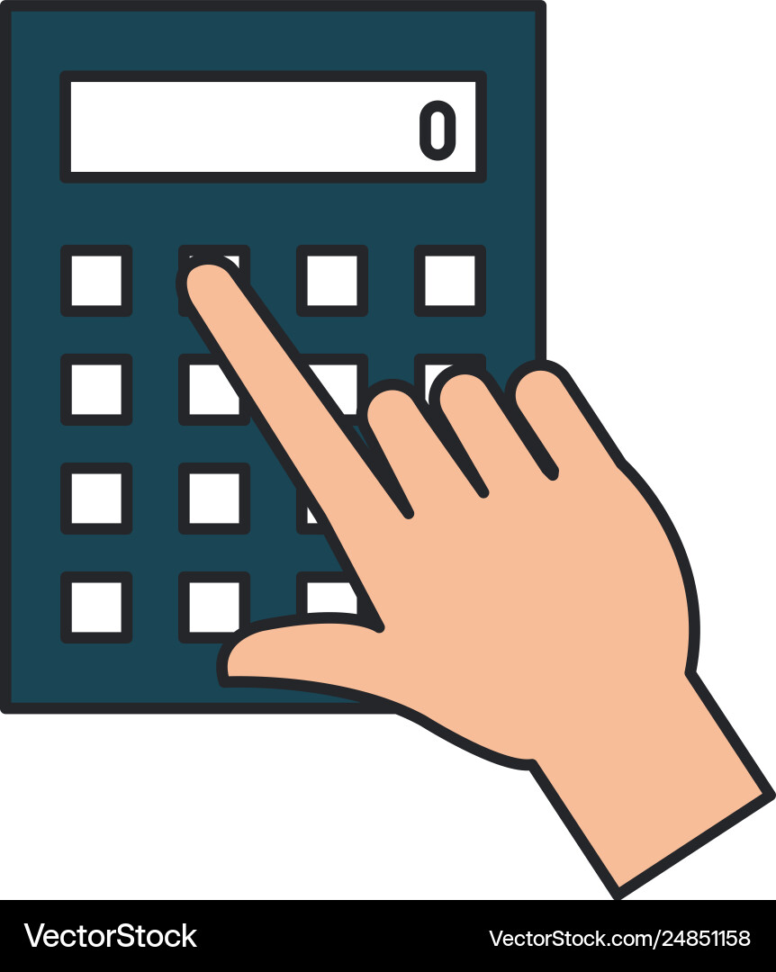 Hand user with calculator device isolated icon Hand user with calculator device isolated icon vector image