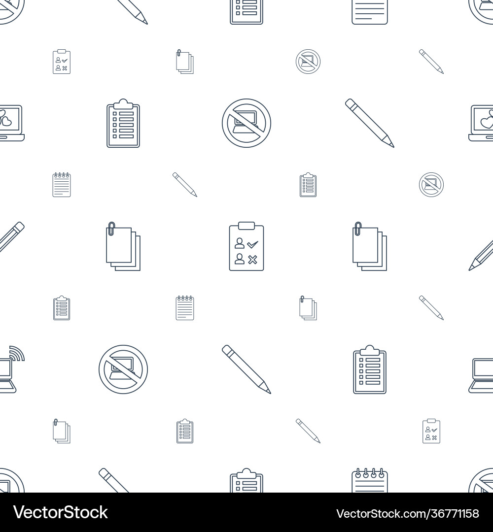 Notebook icons pattern seamless white background vector image