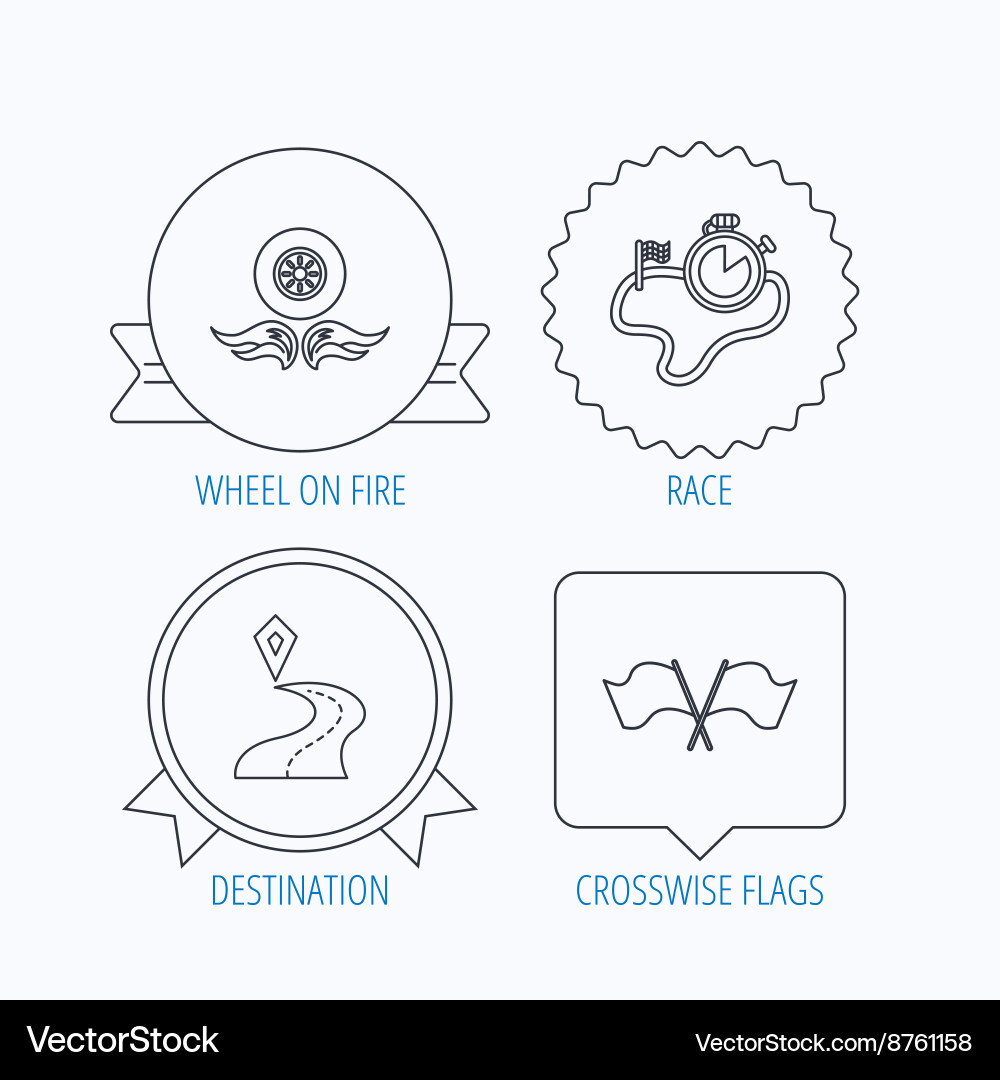 Race flags timer and destination pointer icons Vector Image