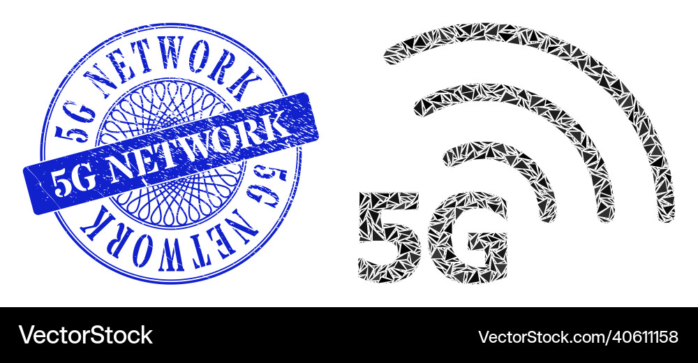 Rubber 5g network seal and triangle internet Vector Image