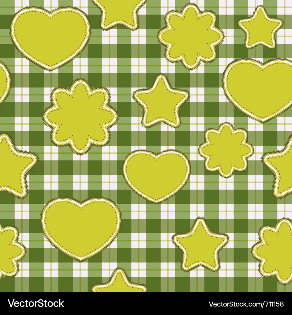 Seamless pattern with green applications on checke Vector Image