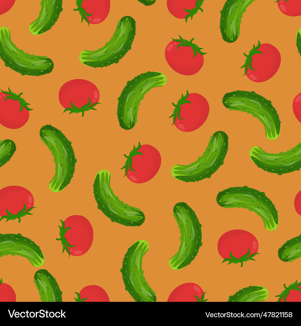 Seamless pattern with green cucumbers and red Seamless pattern with green cucumbers and red vector image
