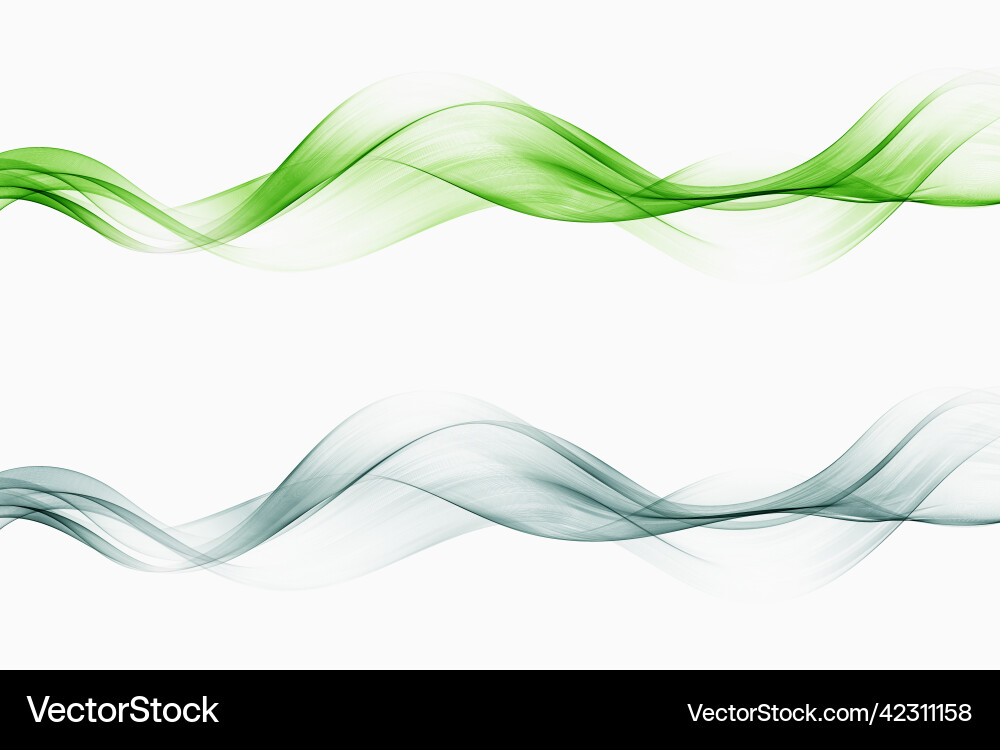 Set of abstract color wave transparent green Set of abstract color wave transparent green vector image
