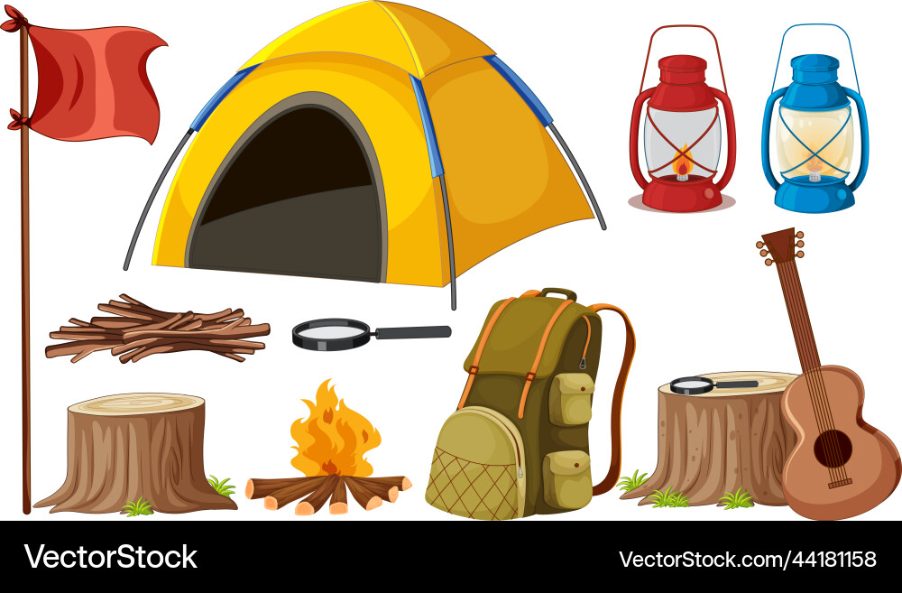 Set of camping objects Set of camping objects vector image