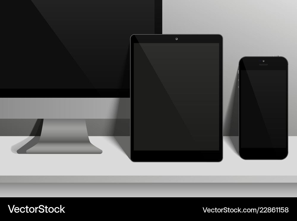 Set of realistic computer monitors tablets Set of realistic computer monitors tablets vector image