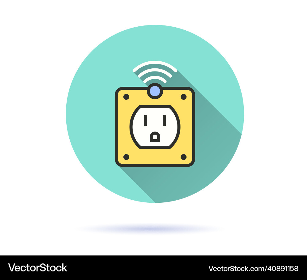 Smart socket icon with long shadow for graphic Vector Image