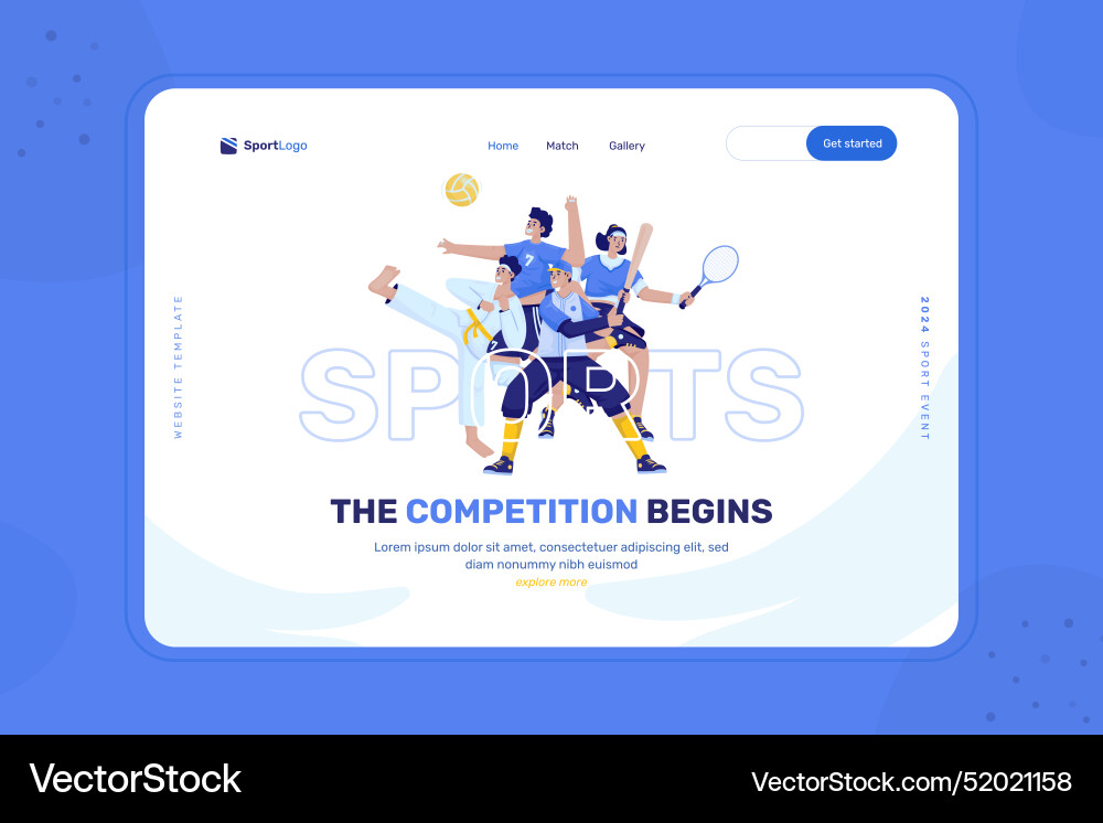 Sport competition homepage design Royalty Free Vector Image