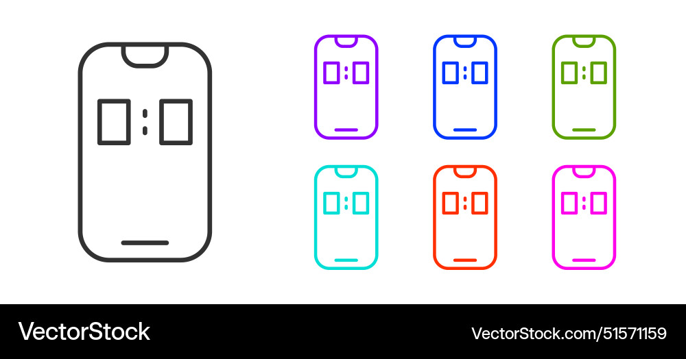 Black line alarm clock app smartphone interface Black line alarm clock app smartphone interface vector image