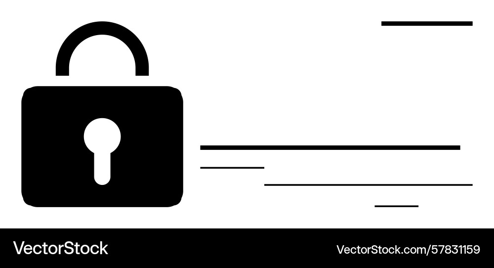 Black lock with dynamic lines representing data Vector Image