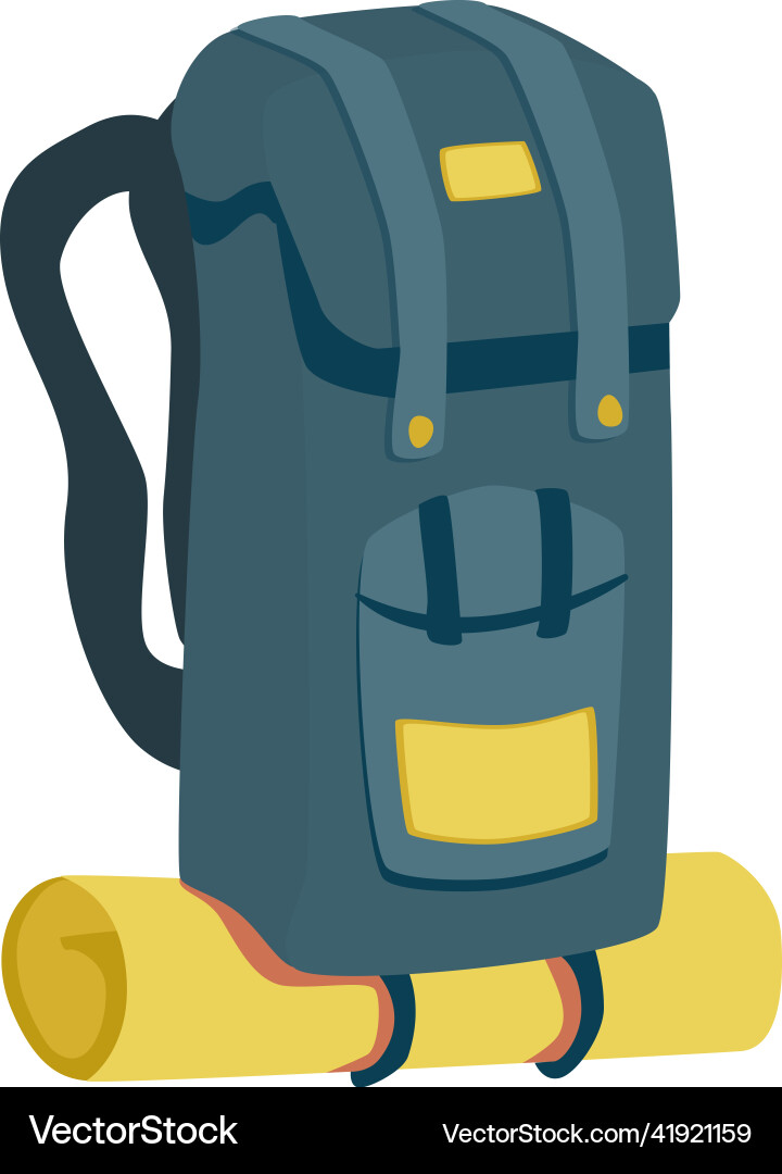 Camping backpack mat composition Royalty Free Vector Image