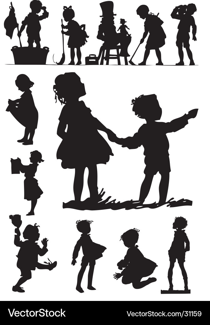 Children Silhouettes - Victorian Era vector image