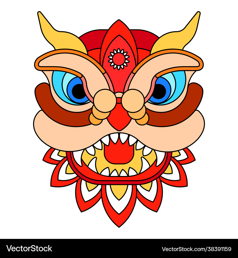 Chinese new year lion dance head flat Chinese new year lion dance head flat vector image