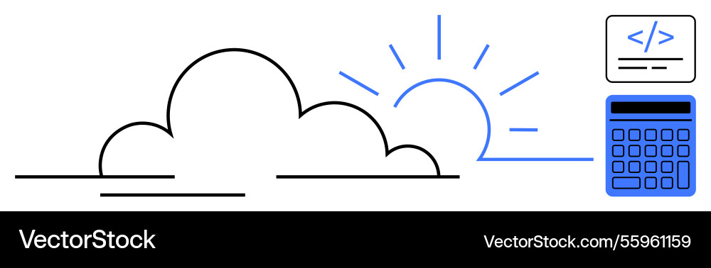 Cloud computing concept with coding Cloud computing concept with coding Vector Image