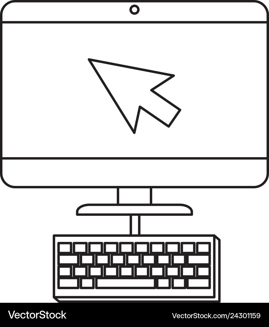 Computer desktop with arrow mouse and keyboard Computer desktop with arrow mouse and keyboard vector image