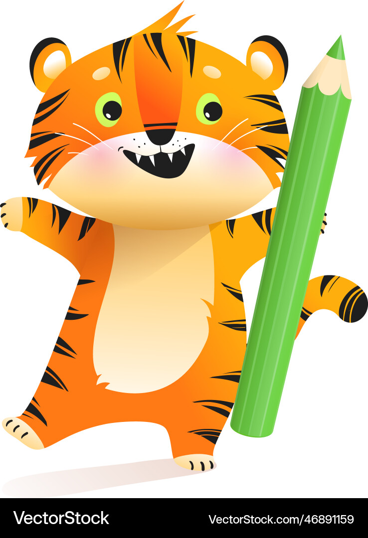 Cute Tiger Drawing with Pencil Vector Image