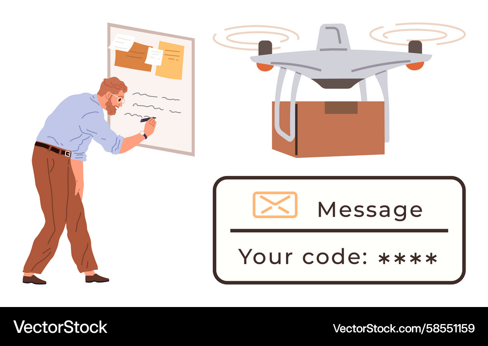 Drone Delivery with Secure Message Vector Image