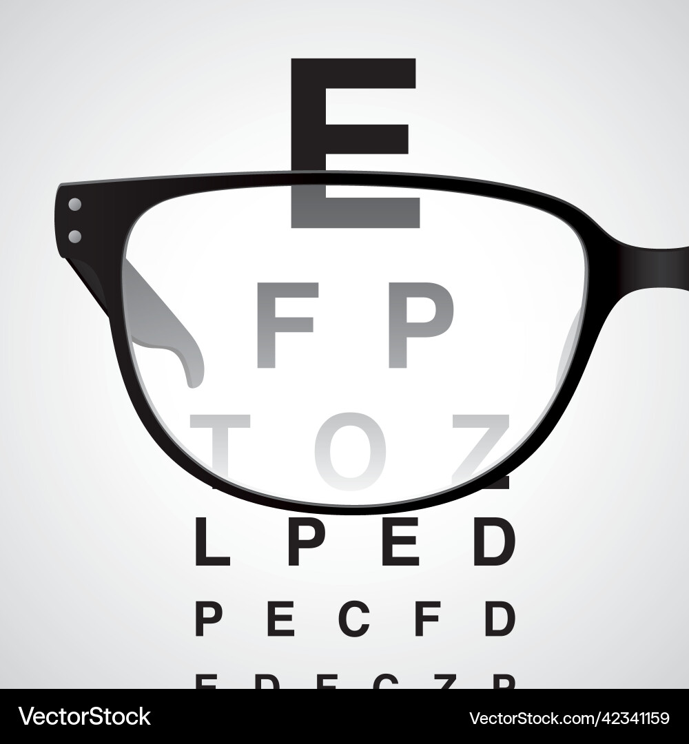 Eye Test with Black Glasses – Royalty-Free Vector | VectorStock, image size:1000x1080
